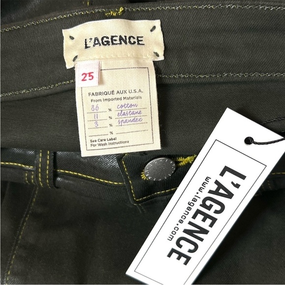 NWT L'AGENCE Faux Leather Contrast Thread High Waist Coated Skinny Ankle Jean 25 - Picture 11 of 12